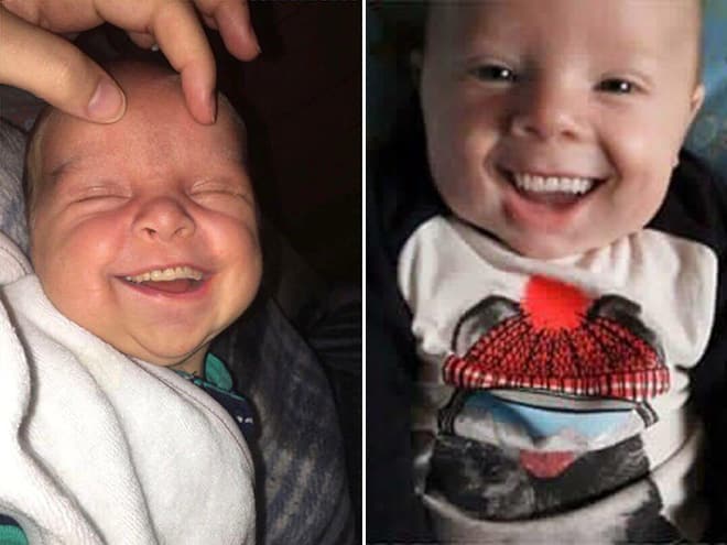 Babies with adult teeth look really creepy.