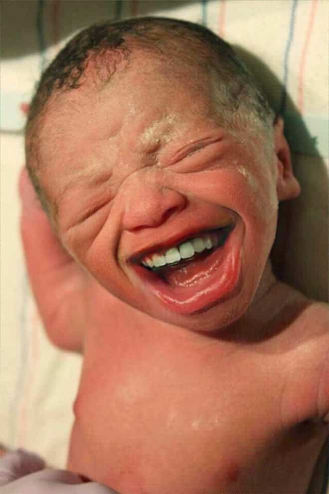 Babies with adult teeth look really creepy.