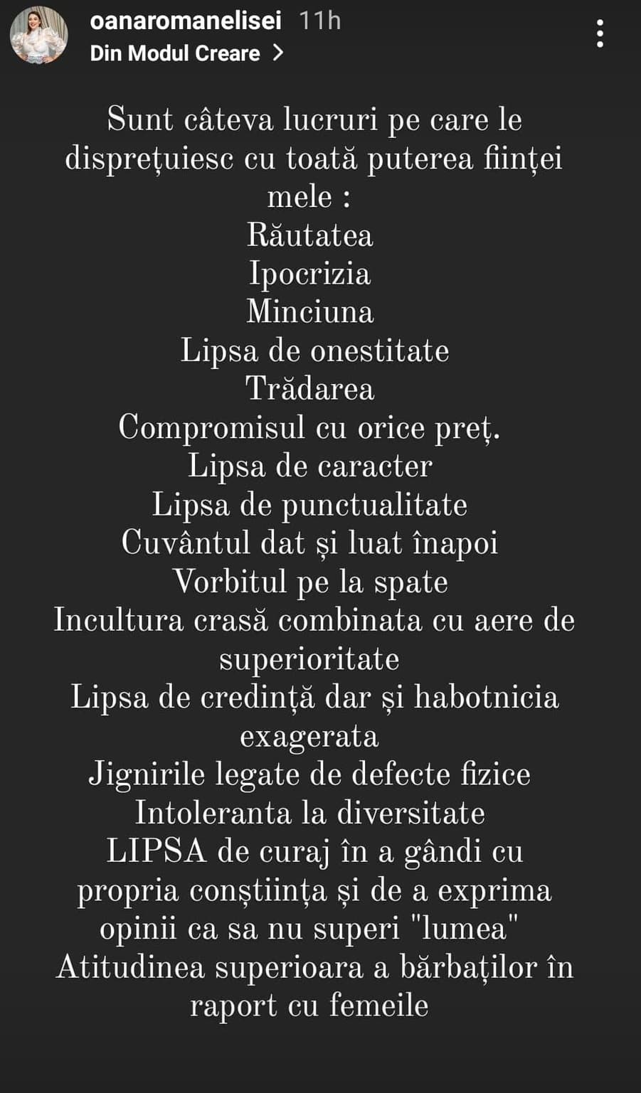 Oana Roman a făcut o listă a lucrurilor pe care le disprețuiește! Ce nu poate ierta fosta soție a lui Marius Elisei / FOTO
