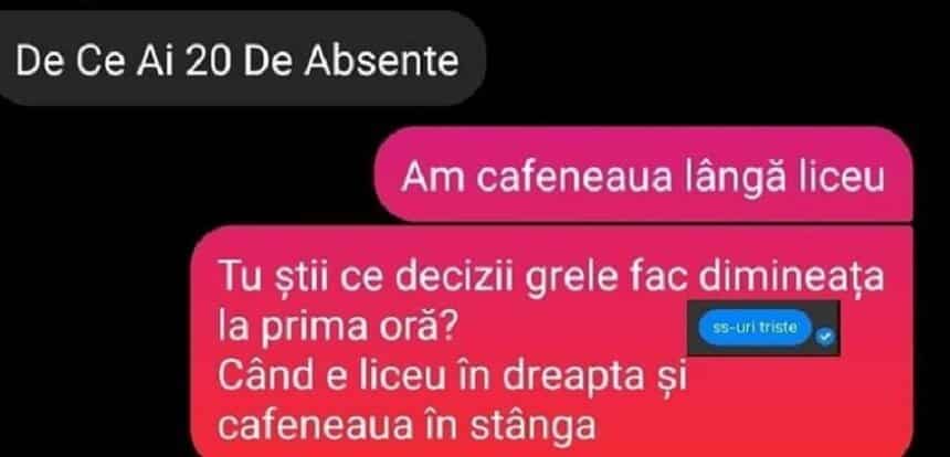 Bancul zilei: „De ce ai 20 de absențe?” Continuarea e hilară!