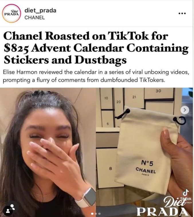 Elise Harmon a devenit virală pe TikTok după ce a cumpărat un advent calendar de la Chanel. Ce a găsit înăuntru a șocat pe toată lumea