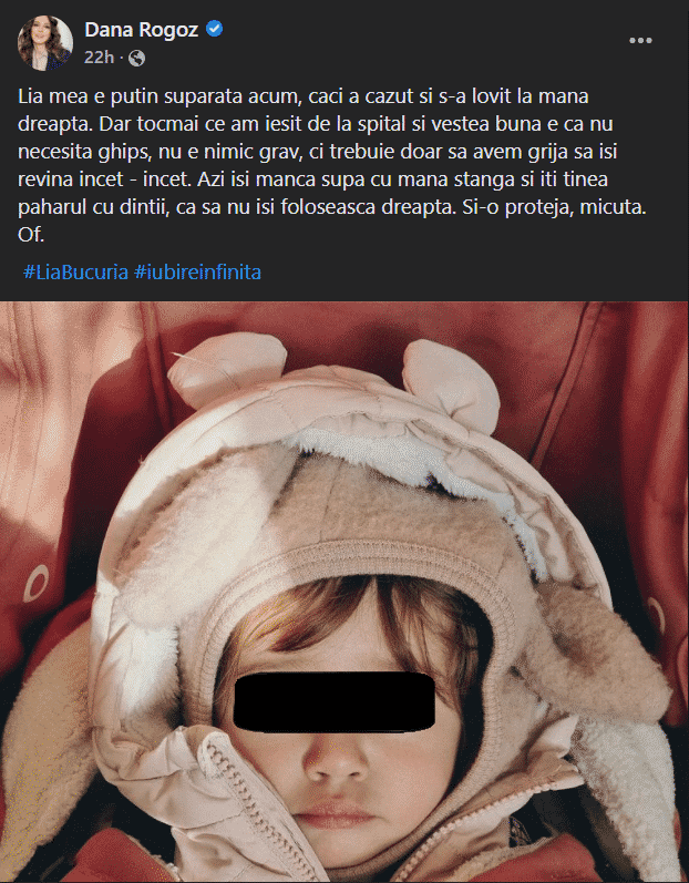 Dana Rogoz a ajuns de urgență la spital cu fiica ei! Ce a pățit micuța Lia. „Trebuie să avem grijă…”