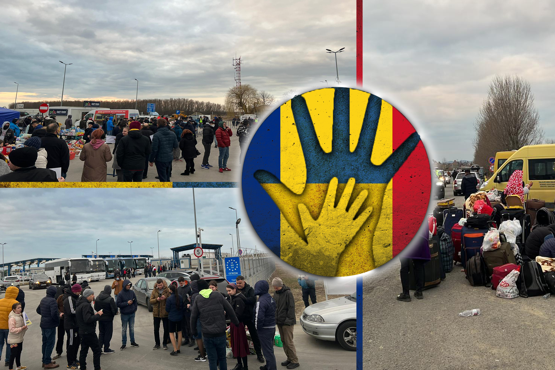 EXCLUSIV. Mobilizarea fantastică a românilor, în vreme de război. Mii de oameni îi întâmpină pe refugiați, la granița Isaccea. FOTO&VIDEO