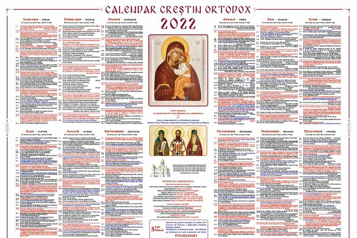Календарь Ортодокс sarbatorile 2022. Calendarul 1990.