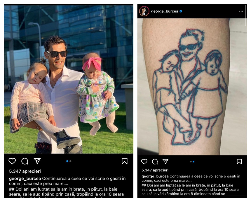 George Burcea, mesaj tăios pentru Andreea Bălan! Actorul și-a tatuat chipul fiicelor sale și a atacat-o dur pe fosta soție: „Plecați 23/24 ore și când veniți, faceți poze și filmări”. FOTO