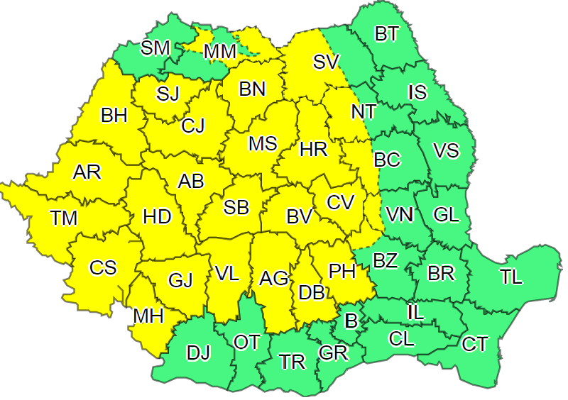 Avertizare meteo! Meteorologii au emis un cod galben de vreme rea și ploi torențiale 