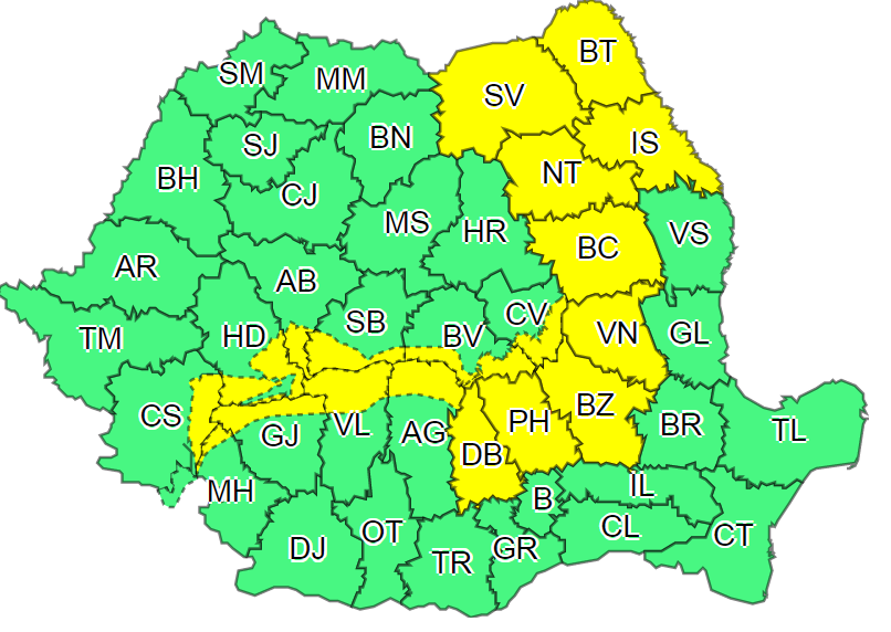 România nu scapă de ploi! Meteorologii au emis un nou cod galben de vreme rea. Ce zone sunt afectate de această dată