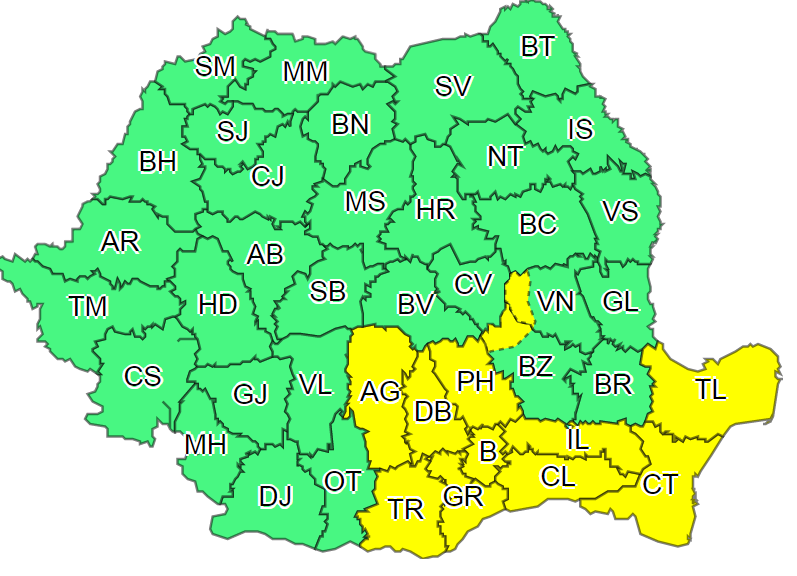 Încă două zile de ploi torențiale. Meteorologii au emis cod galben pentru mai multe județe din țară