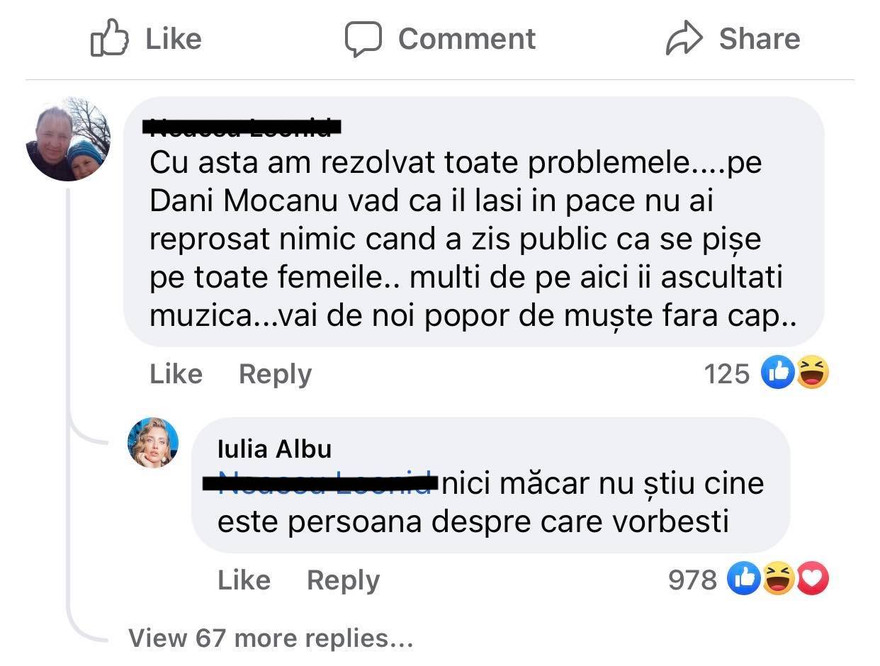 Iulia Albu, acuzată că „dă cu pietre” în George Buhnici și că îi apărarea lui Dani Mocanu. Care a fost răspunsul vedetei
