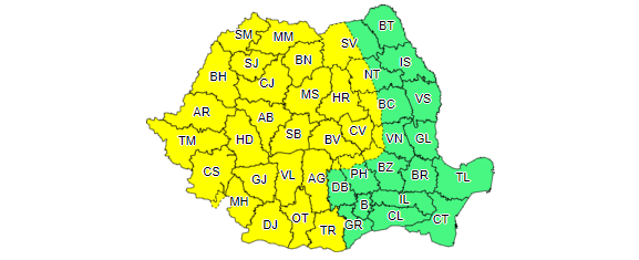 ANM a prelungit codul galben de instabilitate atmosferică și ploi abundente. Ce zone sunt vizate