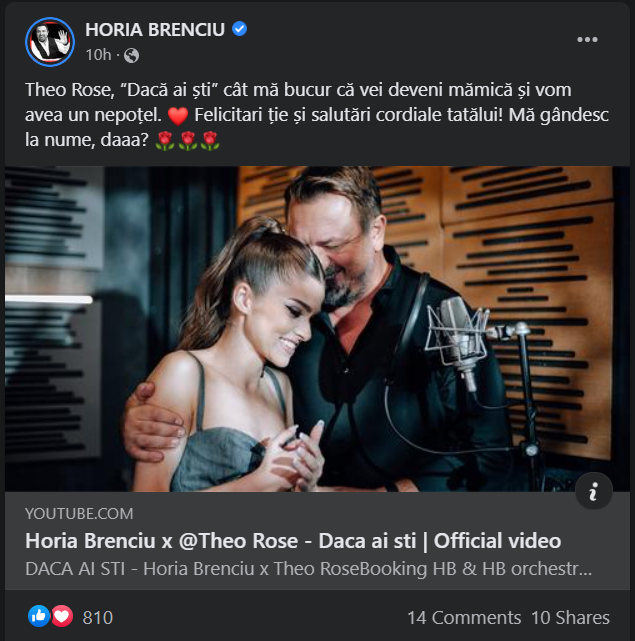 Theo Rose este însărcinată. Horia Brenciu, mesaj emoționant pentru iubita lui Anghel Damian