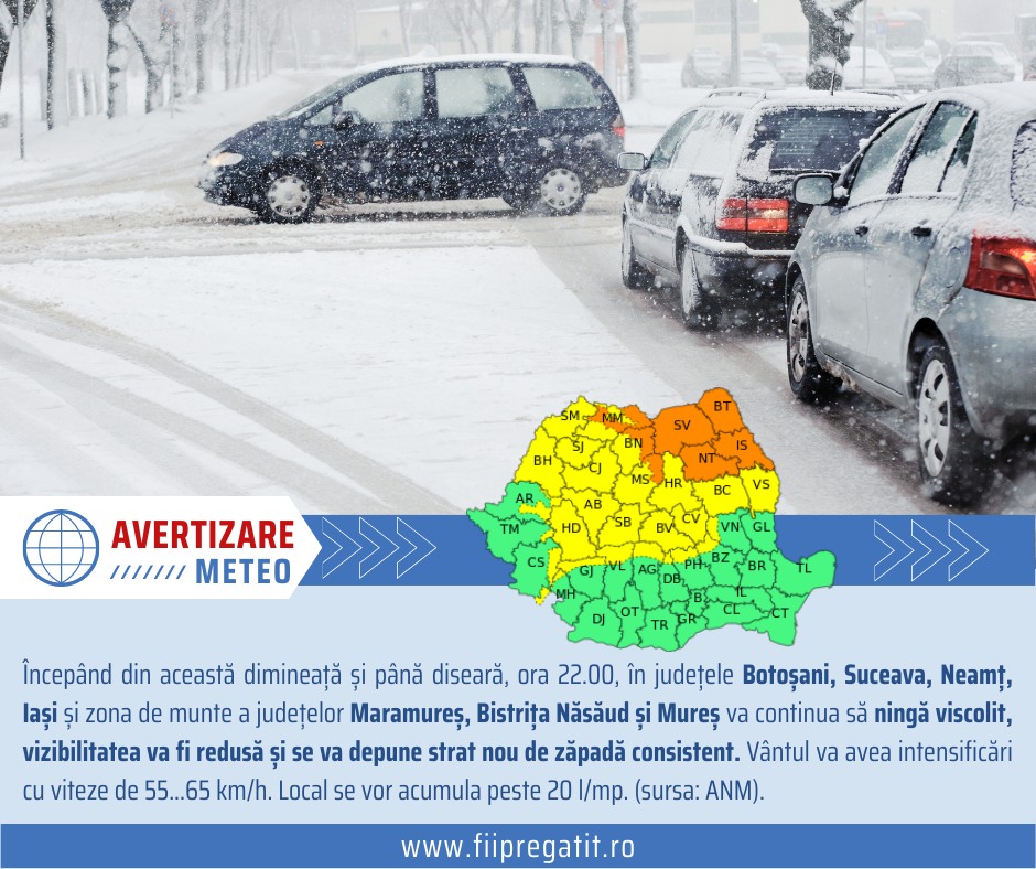 Bilanț îngrijorător în urma ninsorii. 270 de mașini înzăpezite și mii de locuințe fără curent electric