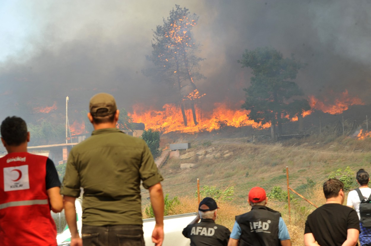 Incendii de vegetați în Turcia. Stațiunea Kemer din Antalya, în pericol