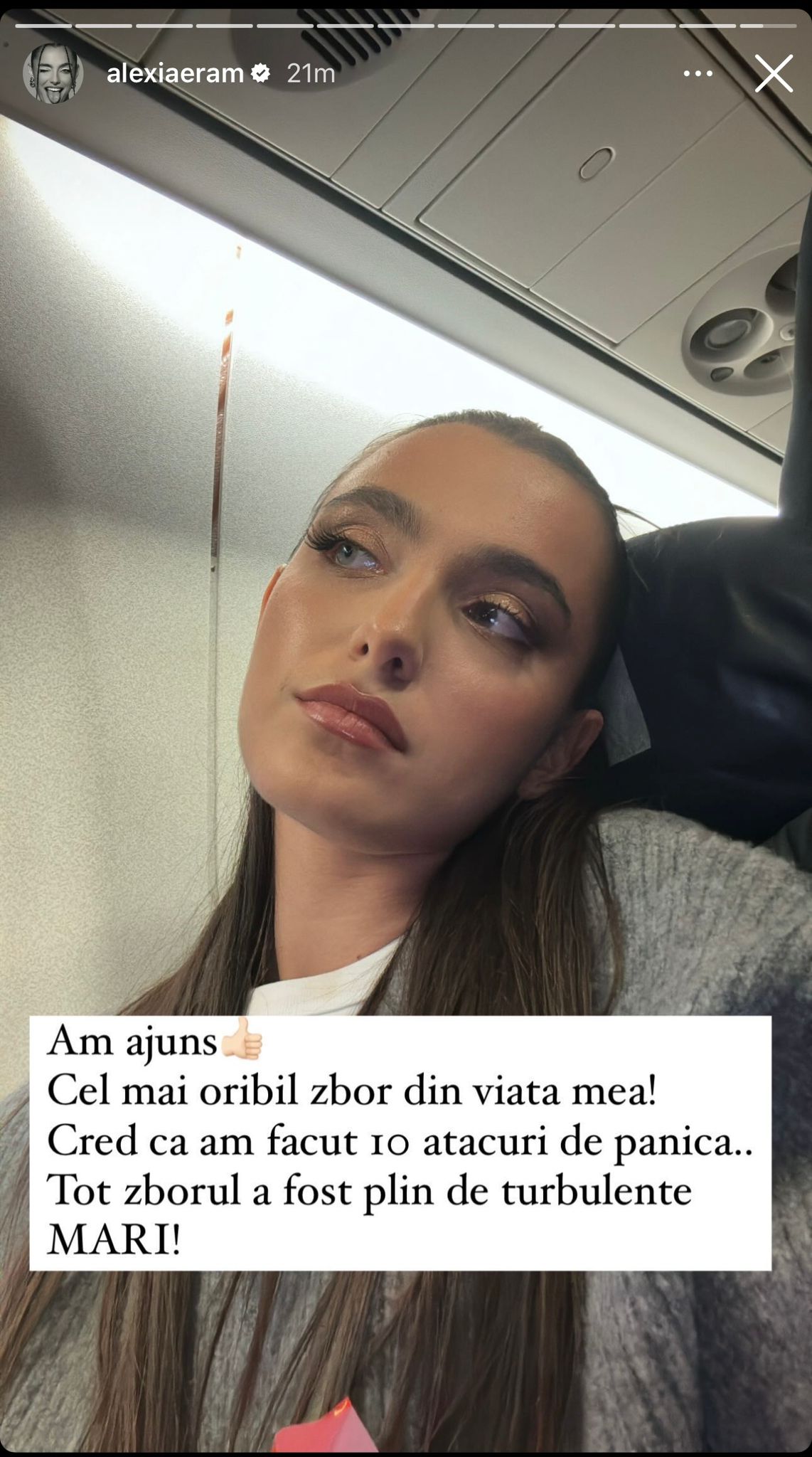 Clipe de groază pentru Alexia Eram. Fiica Andreei Esca, cu ochii-n lacrimi în avion. „Am făcut 10 atacuri de panică”